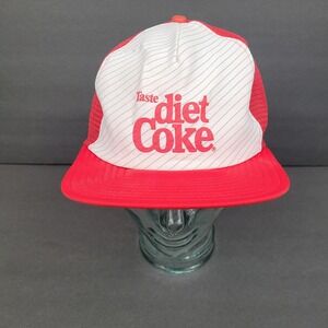 Vintage 1980's Diet Coke Snapback Trucker Hat Red White